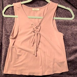 Cute pink tie crop top